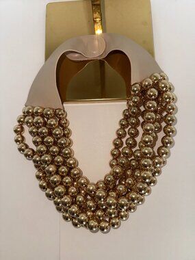 Stunning Gold Beaded Collar Necklace D-001